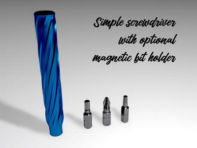 Simple screwdriver with optional magnetic bit holder