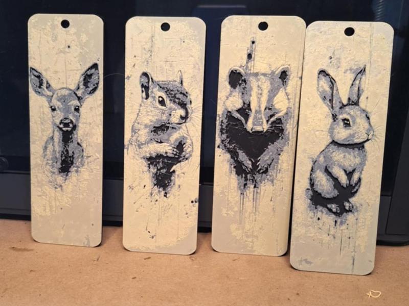 Set of 4 rustic woodland animal bookmark
