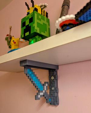 Minecraft sword shelf bracket