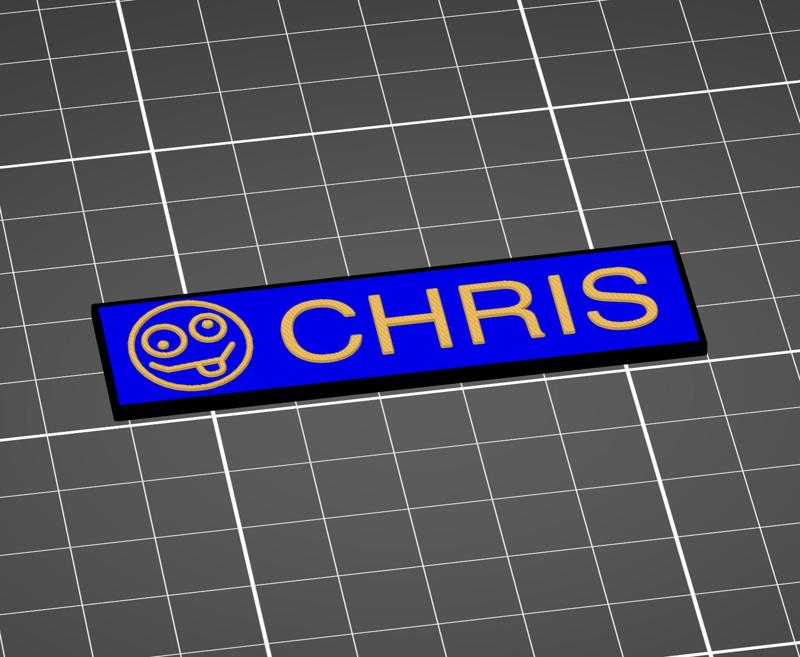 Name Tag for Crazy Chris - MMU/AMS - Slicer Modeled