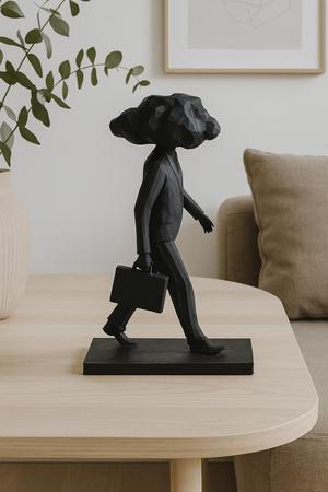 Low Poly Cloud Head Man Sculpture