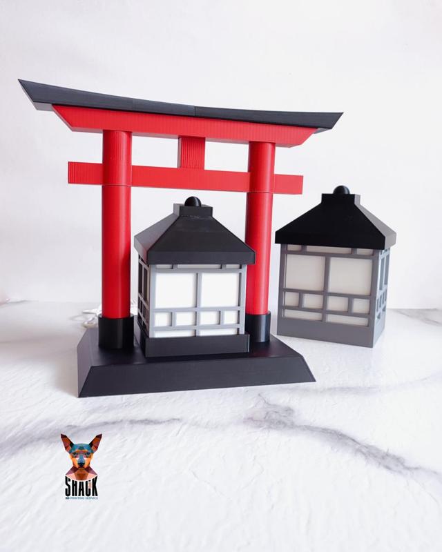 Japanese Temple-Inspired Lamp Set