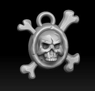 Skull keychain bas-relief