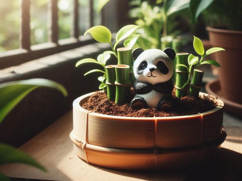 Cute Bamboo Planter, Plant Pot