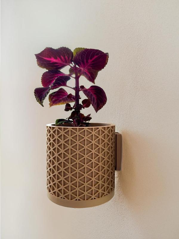 Wall Mount Planter Hexagon Design Hidden Drip Tray
