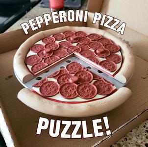 Stackable Pepperoni Pizza Puzzle with Baking Pan :: Food-Themed Building Toy For Kids