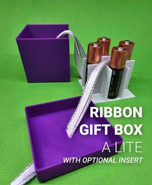 Ribbon Gift Box A Lite with ribbon loop and slot | Insert for AA batteries | Christmas gift box