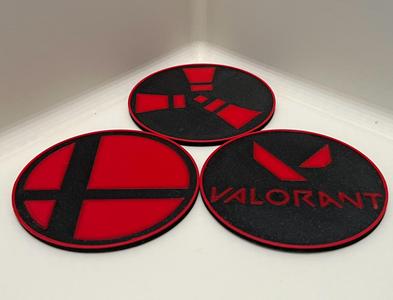 Rust, Valorant, Smash Bros Coasters