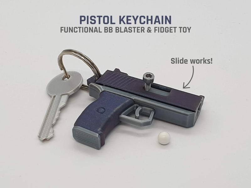 Pistol Keychain — Functional BB Blaster & Fidget