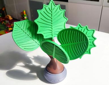 Leaf Drink Coasters with Decorative Plant Holder