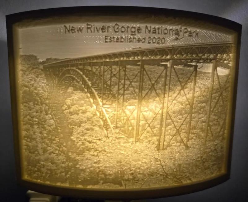 New River Gorge National Park Nightlight Lithophane   