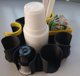 Office nespresso capsule sugar and cup holder