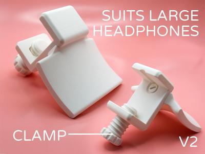 Headphone Holder Desk Clamp Wide by Pork3D.com