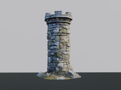 Stone watchtower terrain for tabletop wargaming