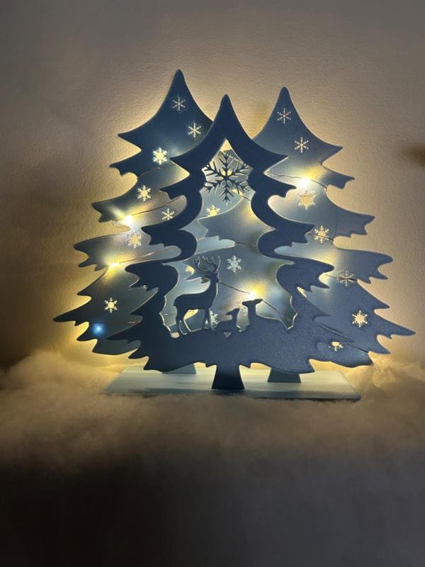 Christmas trees and reindeer family 