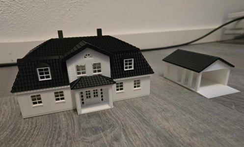 House with carport H0 scale