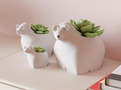 Polar Bear Plant Pot. Cute Planter Minimal animal