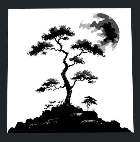 tree standing on a hill under a full moon