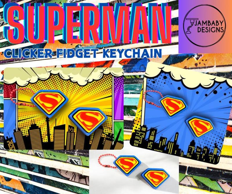 Superman Clicker Fidget and Keychain