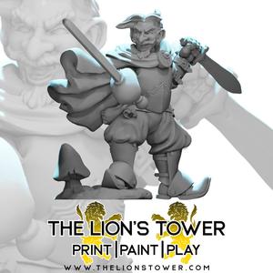 Male Gnome Fighter - 32mm scale miniature