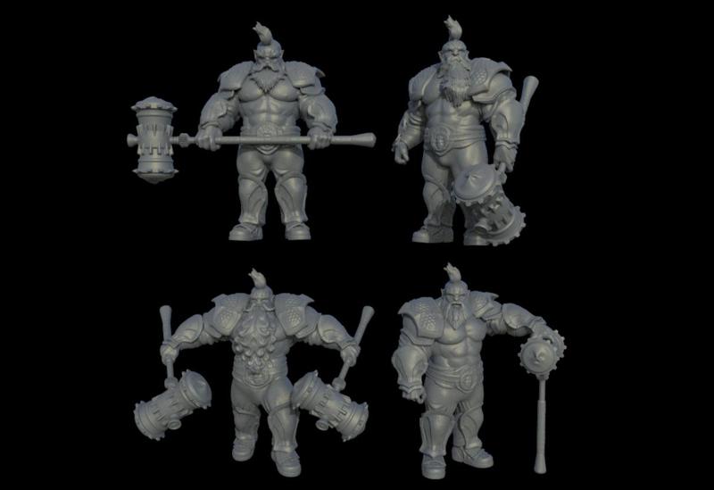 Dwarven warrior pack with hammer miniatures