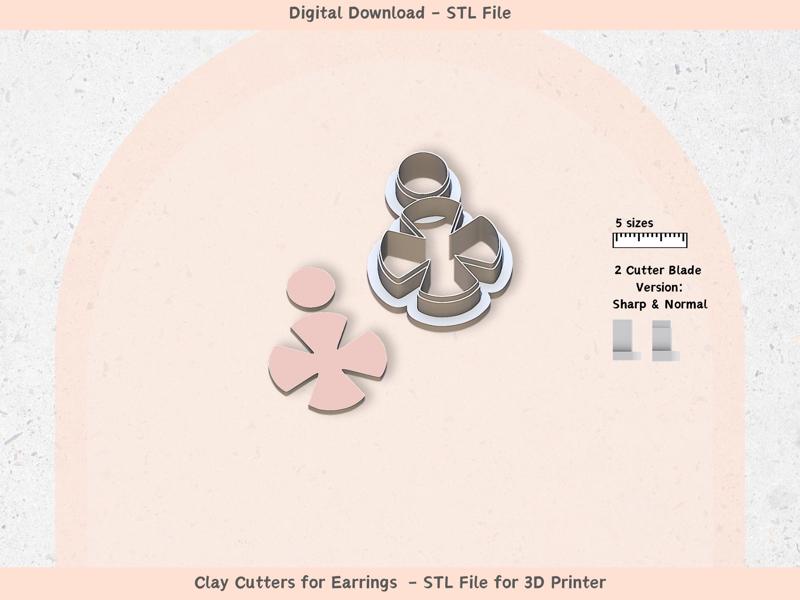 Boho 15 Clay Cutter for Polymer Clay | Digital STL File | Clay Tools | 5 Sizes Summer Clay Cutters, 