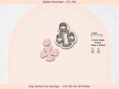Boho 15 Clay Cutter for Polymer Clay | Digital STL File | Clay Tools | 5 Sizes Summer Clay Cutters, 