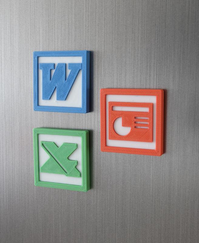 Retro Microsoft Office Fridge Magnets - Excel Word Powerpoint
