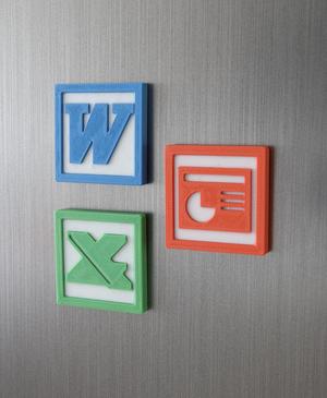 Retro Microsoft Office Fridge Magnets - Excel Word Powerpoint