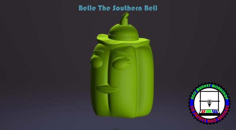 Belle The Southern Bell Pepper Ornament - Print In Place