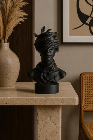 Blind Growth Sculpture – Abstract Bust with Rope and Leaf Motif, Symbolic Art