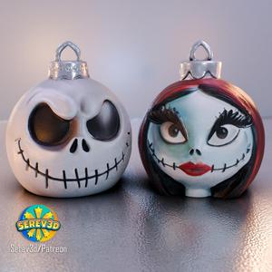 Jack & Sally Ornaments - Nightmare Christmas Decor - No Supports 3D Print STL/3MF