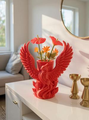 Red Phoenix Planter – Bold Mythical Bird Pot for Flowers