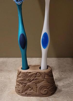 Carved Toothbrush Holder   