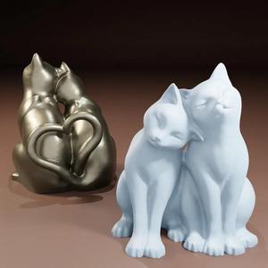 Smooth and Low Poly Cats with "heart tails"   
