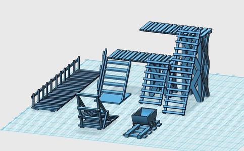 28 mm warhammer scale - accessories pack for a mine, cave or factory based theme