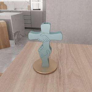 3D Decorative Cross Vase as 3D Stl File & Flower Vase, 3D Printing, Custom Cross, 3D Print File, Hand Cross, Cross Art, Decorative Vase