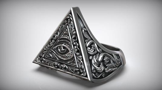 Eye Of Providence Illuminati Symbol Floral Pattern Ring