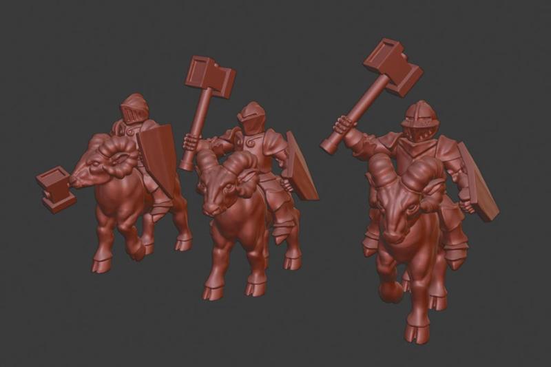 Dwarf Knight Goat Cavalry Miniatures