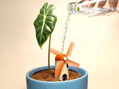 RootMill - Water-Powered Windmill Plant Accessory