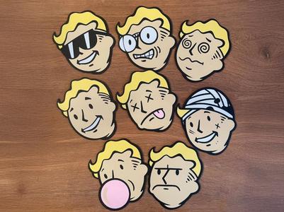 Fallout Coaster Set / 4 color / Vault Boy / Gamer