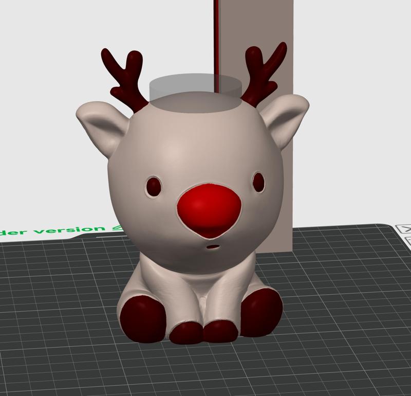 Baby Rudolph in Santa's Boot - Candy Holder / Container - 3D print STL and multicolor 3MF file