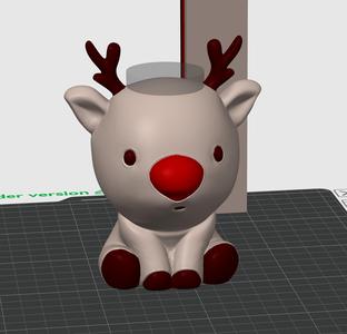 Baby Rudolph in Santa's Boot - Candy Holder / Container - 3D print STL and multicolor 3MF file