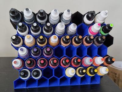 Hexagonal paint dropper bottle stackable rack