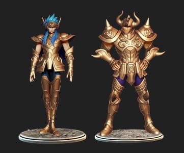 Saint Seiya Pack 3 - Kamus Aquarius and Aldebaran Taurus 3D Model Collection
