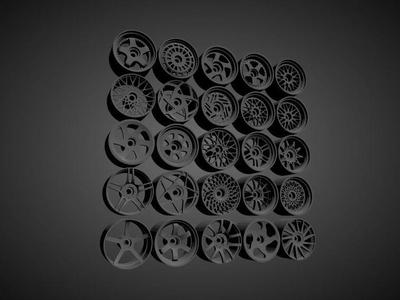 JNC rims with Brakes and tires for Hot Wheels 3D Model Collection