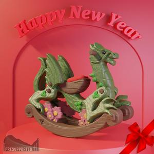 Rocking Green Wooden Dragon