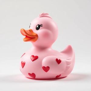 Heart-Adorned Pink Valentine’s Rubber Duck for in Bath