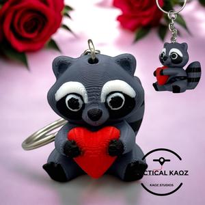 Raccoon With Heart Flexy and Figurine – Keychain