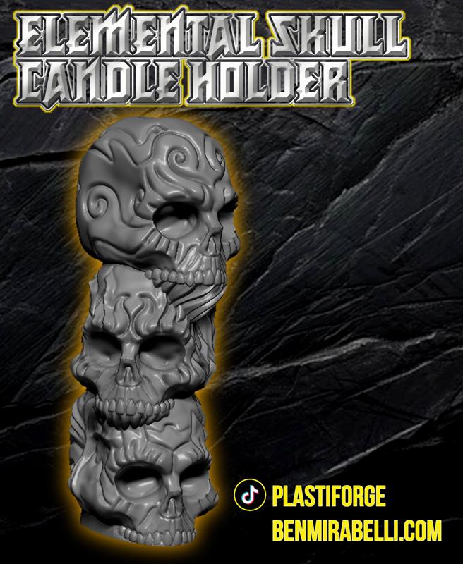 elemental skull candle holder